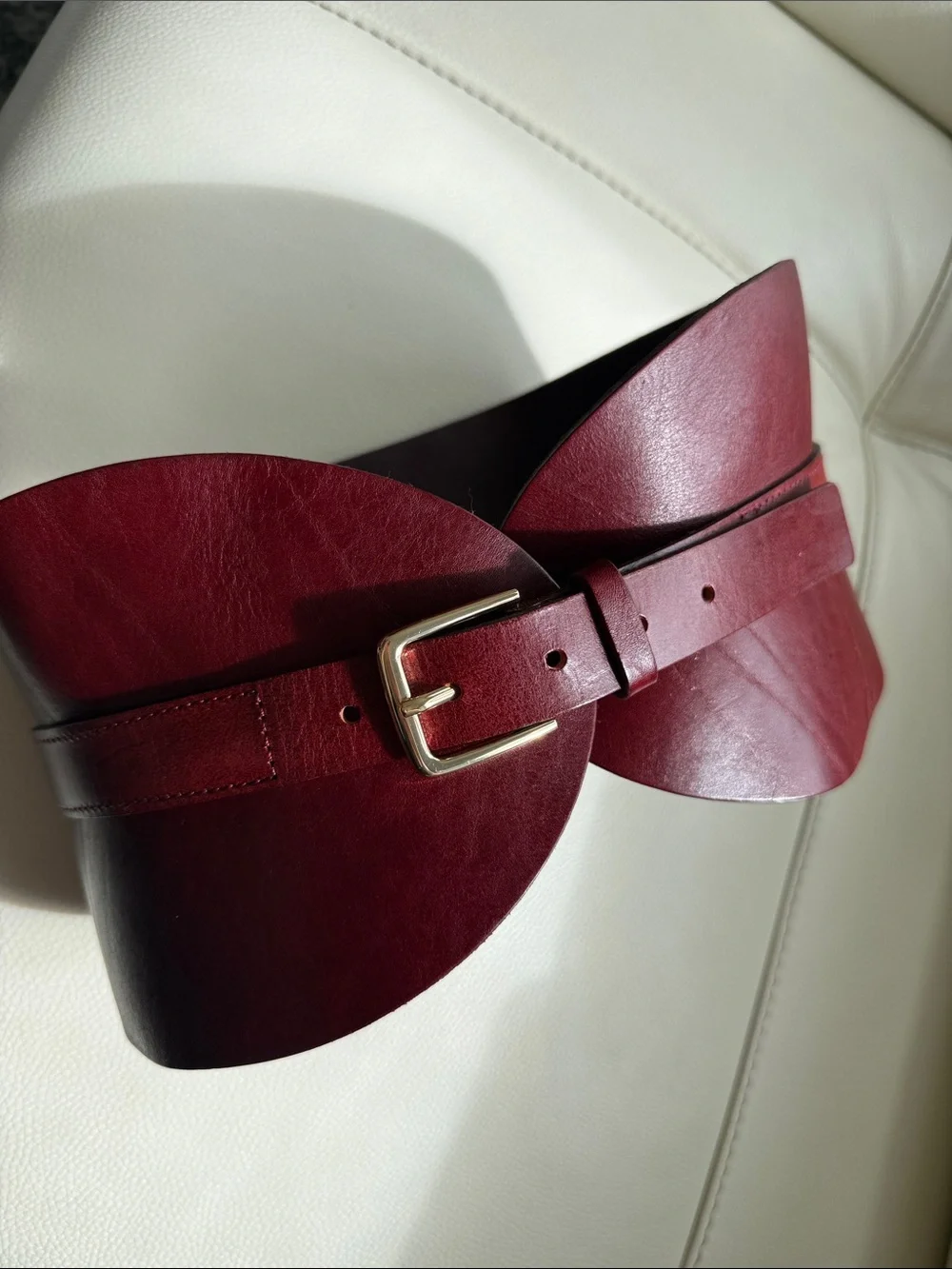 Zara Leather Sash Belt in dark red/Burgundy